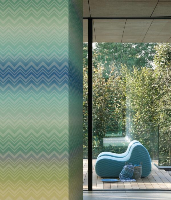 Missoni zig zag wallpaper in a modern home