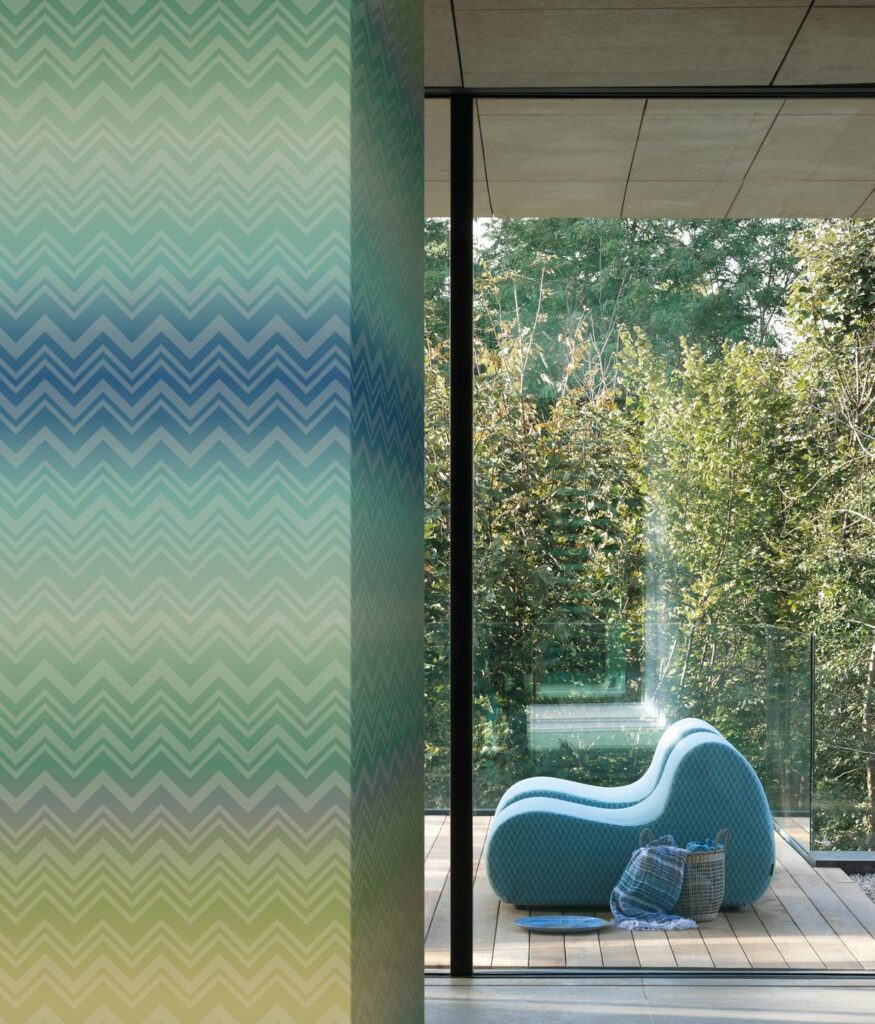 Missoni zig zag wallpaper in a modern home