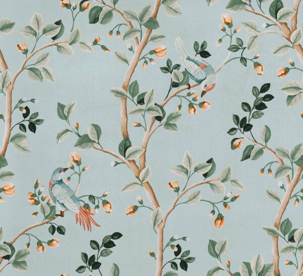 Coordonné Forbidden City Birds Prosperity - Turquoise