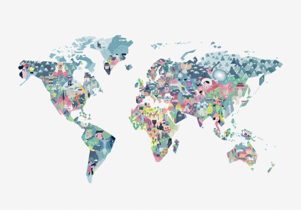 Coordonné Random Kids Diversity Map - Snow Mural