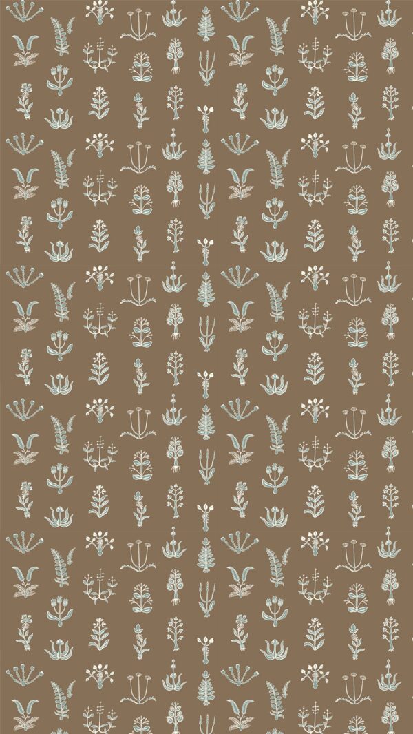 Josephine Munsey Roll I - Floral Spot Wallpaper - Clarke White - Osney Blue - Kemp Brown - Image 3