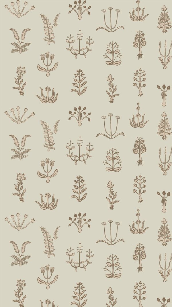 Josephine Munsey Roll I - Floral Spot Wallpaper - Kemp Brown - Cromwel Stone - Maitland Green - Image 2