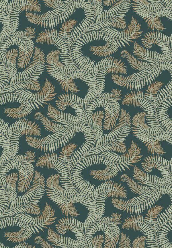 Josephine Munsey Portfolio 1 - Bombe's Fernery Wallpaper - Teal and Orange - Image 2