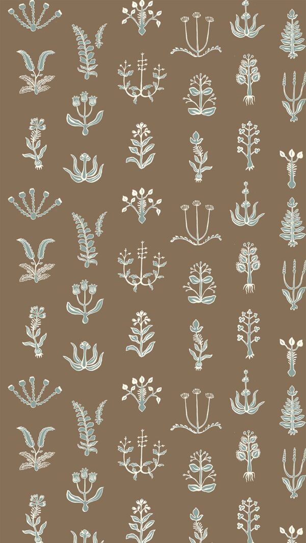 Josephine Munsey Roll I - Floral Spot Wallpaper - Clarke White - Osney Blue - Kemp Brown - Image 2