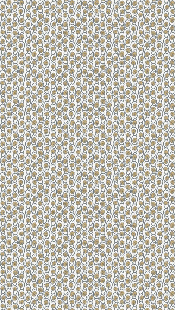 Josephine Munsey Roll I -Geranium Stripe Wallpaper - Bude Blue - Smith Yellow - Kempton White - Image 2