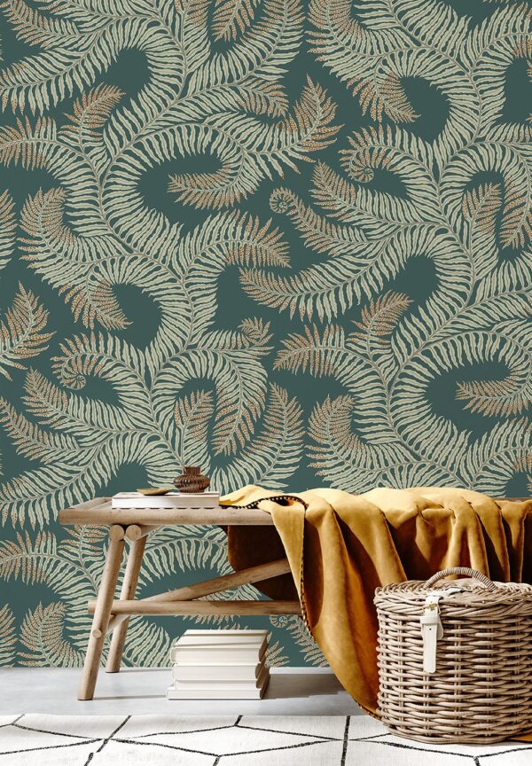 Josephine Munsey Portfolio 1 - Bombe's Fernery Wallpaper - Teal and Orange - Image 3