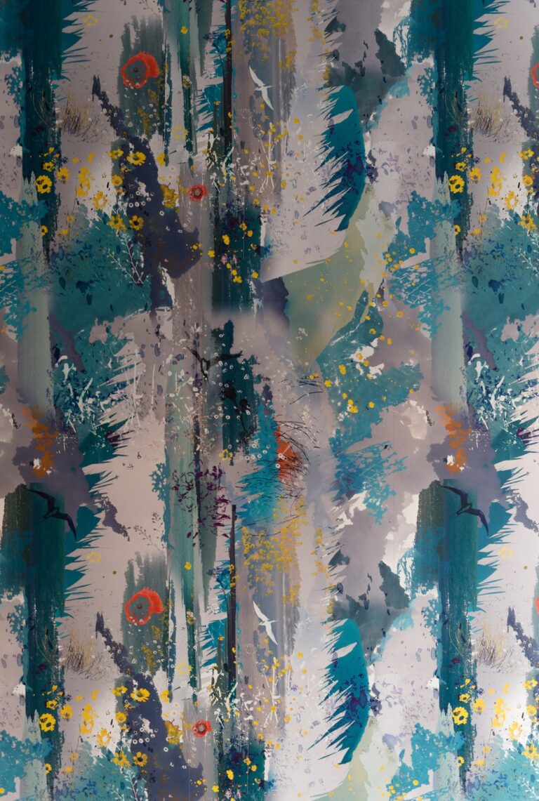 Design Inspiration: "Ocean-inspired Tern of the Tides wallpaper by Mairi Helena, blending calming blue and grey tones for a serene, coastal look."