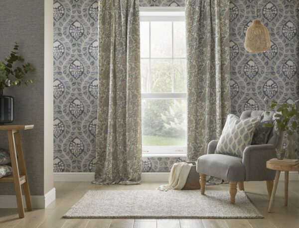 Esselle Home - Floral Cartouche Slate Blue Wallpaper - Image 12