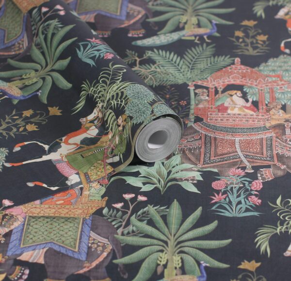 Esselle Home - Emperor's Garden Black Multicoloured Wallpaper - Image 13