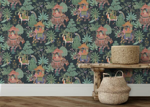 Esselle Home - Emperor's Garden Black Multicoloured Wallpaper - Image 2