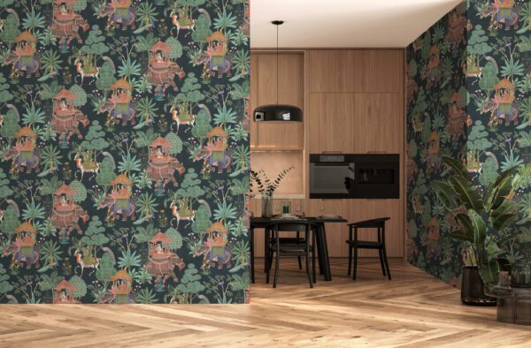 Esselle Home - Emperor's Garden Black Multicoloured Wallpaper - Image 15