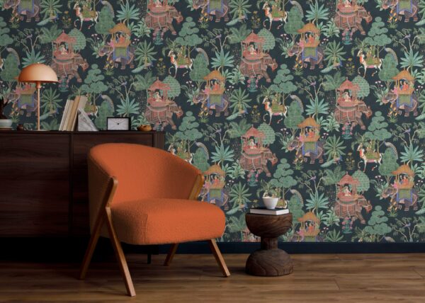 Esselle Home - Emperor's Garden Black Multicoloured Wallpaper - Image 8