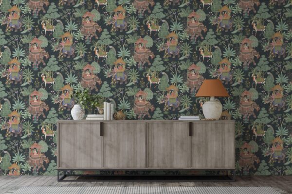 Esselle Home - Emperor's Garden Black Multicoloured Wallpaper - Image 11