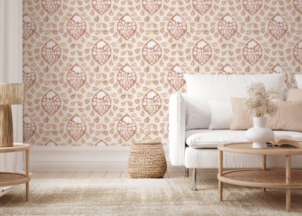 Esselle Home - Floral Cartouche Warm Spice Wallpaper - Image 8