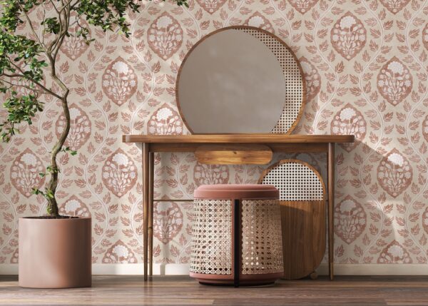 Esselle Home - Floral Cartouche Warm Spice Wallpaper - Image 7