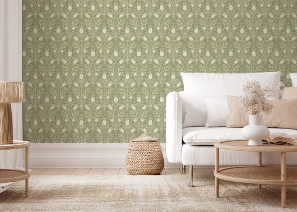 Esselle Home - Heritage Tulip Spring Green Wallpaper - Image 2