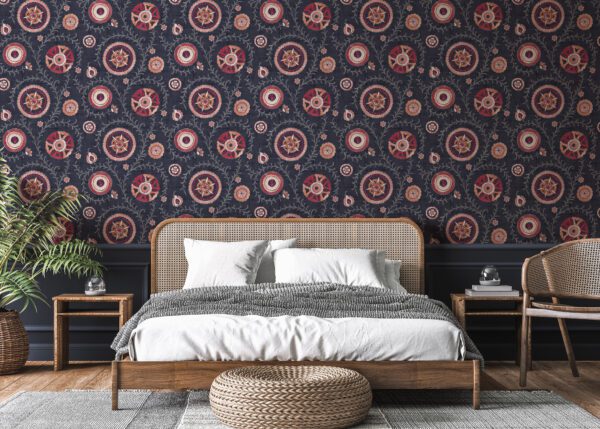 Esselle Home - Nahlia Trail Navy/Berry Wallpaper - Image 9