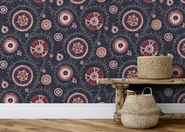 Esselle Home - Nahlia Trail Navy/Berry Wallpaper - Image 15