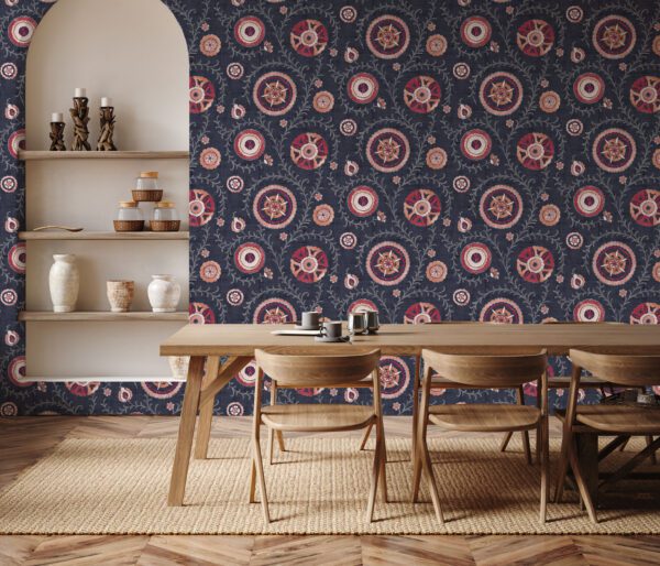 Esselle Home - Nahlia Trail Navy/Berry Wallpaper - Image 12