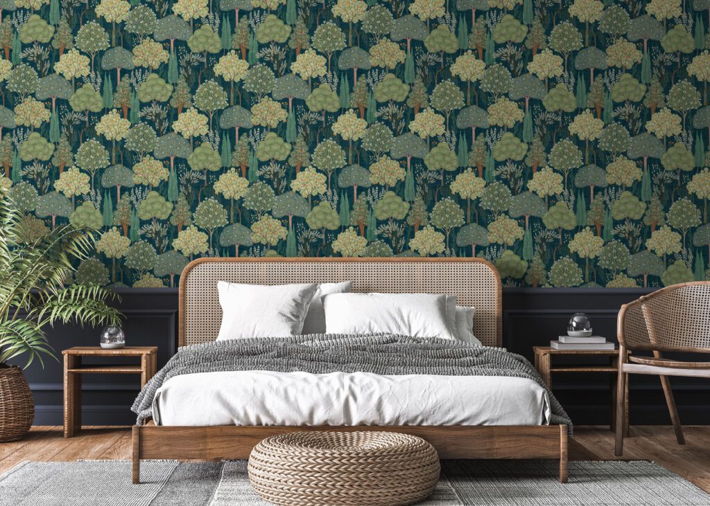 Bold green tree wallpaper