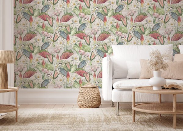Esselle Home - Waterlily Lake Linen Multicoloured Wallpaper - Image 10