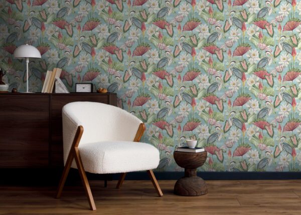 Esselle Home - Waterlily Lake Soft Blue Wallpaper - Image 8