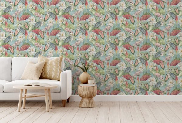 Esselle Home - Waterlily Lake Soft Blue Wallpaper - Image 10