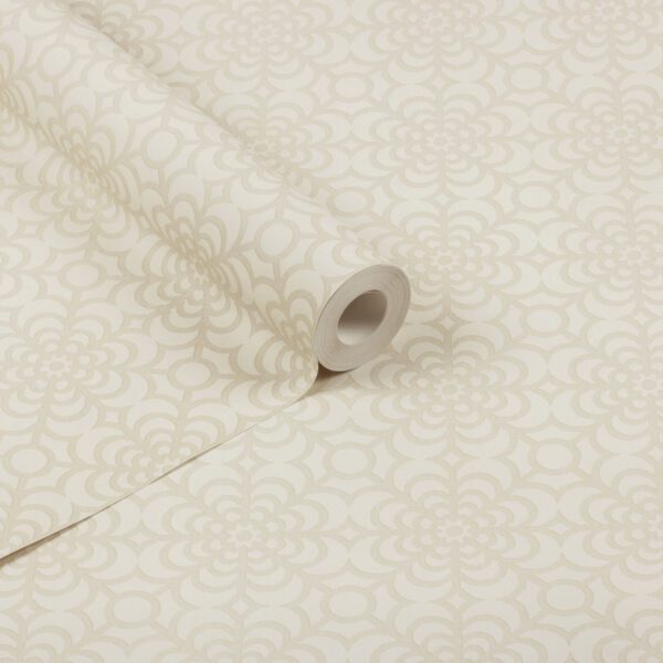Close up of Esselle Home RHS Dandy Floral Ivory Wallpaper