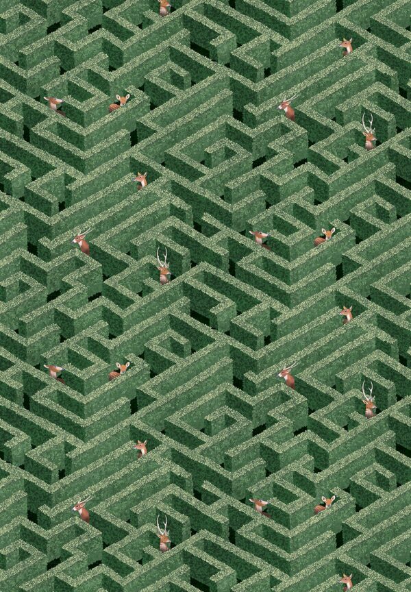 Josephine Munsey Portfolio 1 - Labyrinth with Deers Wallpaper - Green - Image 3