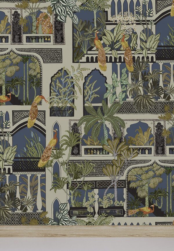 Josephine Munsey Portfolio 1 - Peacock Arches Wallpaper - Petrol