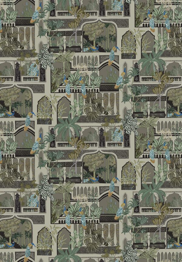 Josephine Munsey Portfolio 1 - Peacock Arches Wallpaper - Mushroom Grey - Image 2