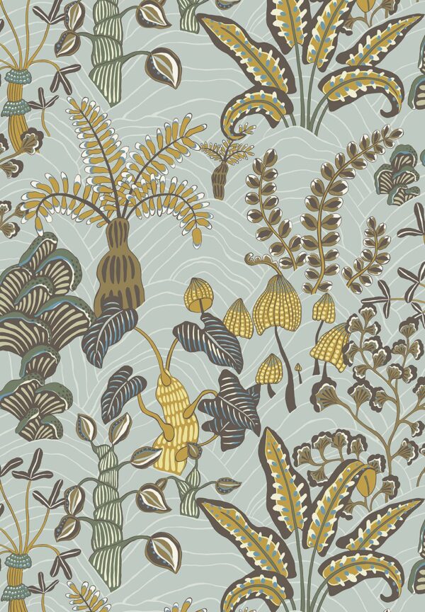 Josephine Munsey Portfolio 1 - Woodland Floor Wallpaper - Celadon and Lemon