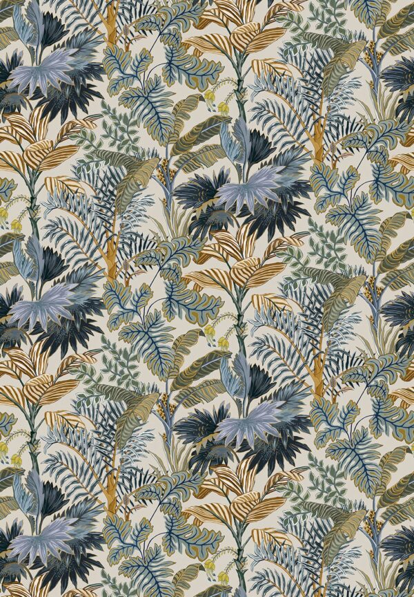 Josephine Munsey Portfolio 1 - Palm Grove Wallpaper - Ecru and Blue - Image 3