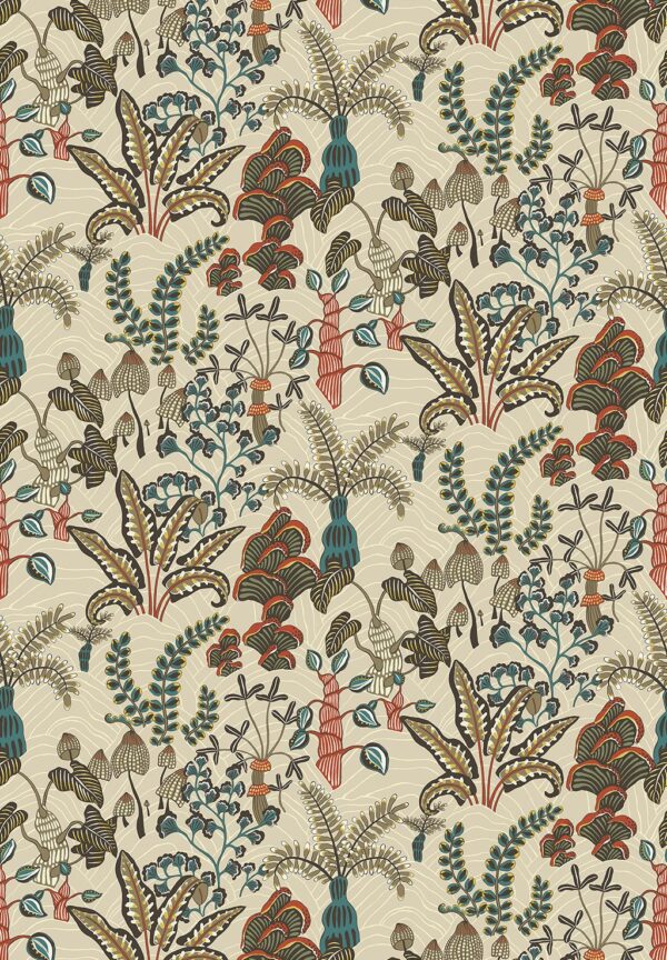 Josephine Munsey Portfolio 1 - Woodland Floor Wallpaper - Stone and Teal - Image 2