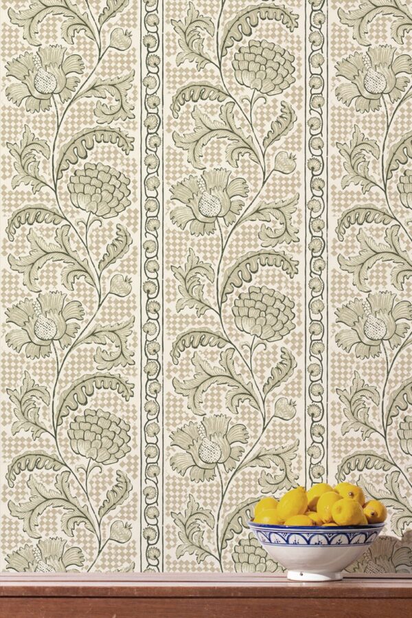 Josephine Munsey Maitland Floral Check Maitland Green and Cotswold White - Image 2