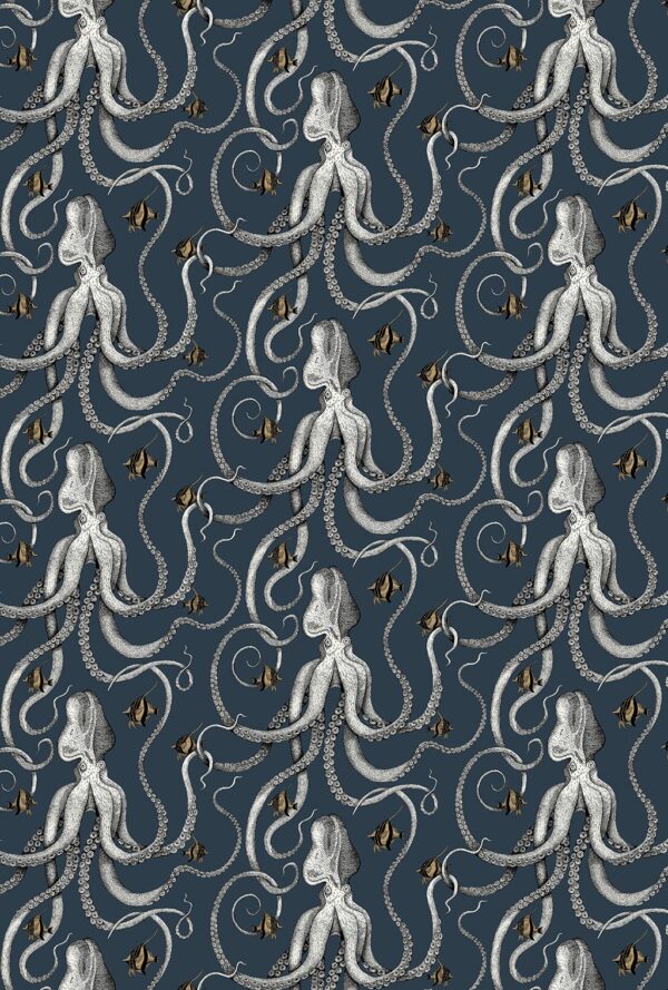 Josephine Munsey Portfolio 1 - Octopoda Wallpaper- Deep Sea Blue - Image 2
