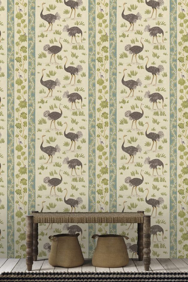Josephine Munsey Maitland Ostrich Stripe Cream and Green - Image 3