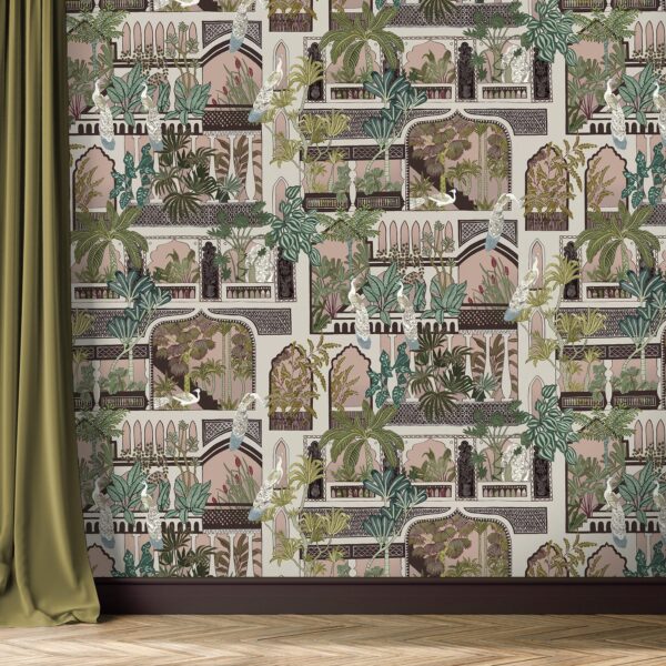 Josephine Munsey Portfolio 1 - Peacock Arches Wallpaper - Blush Pink - Image 2