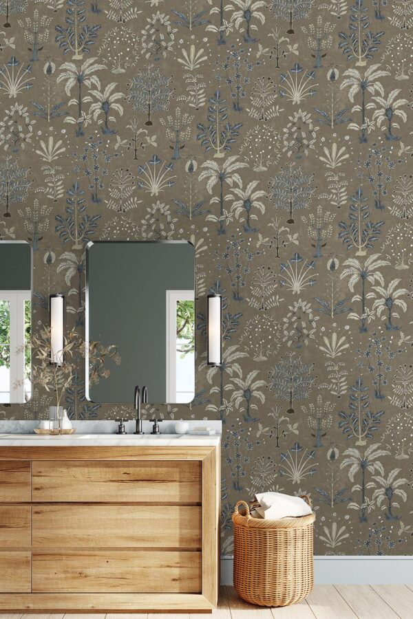 Josephine Munsey Portfolio 2 - Cynthia Wallpaper - Mushroom and Blue - Image 3