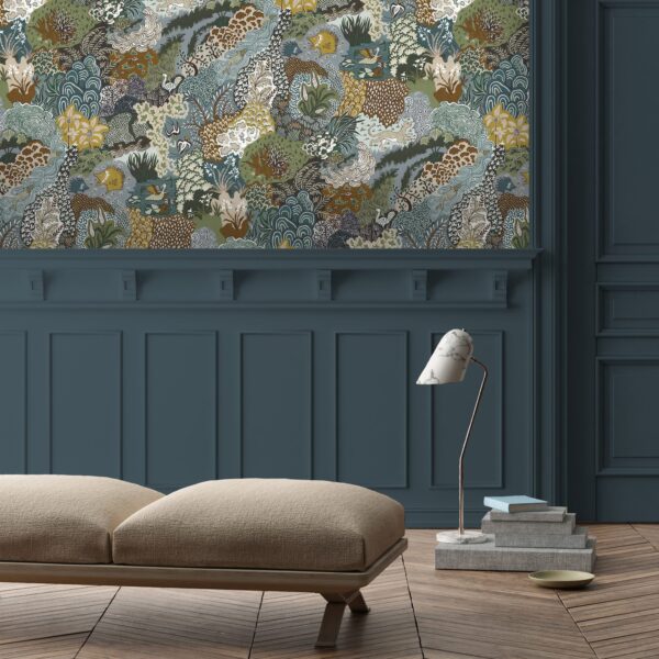 Josephine Munsey Portfolio 2 - Whimsical Clumps Wallpaper - Olive, Brown and Blue - Image 4