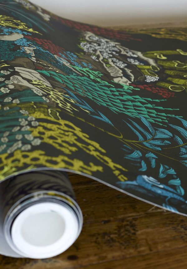 Josephine Munsey Portfolio 1 -Underwater Jungle Wallpaper - Graphite and Jewel Highlights - Image 3