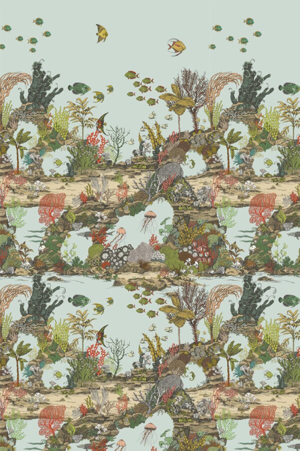 Josephine Munsey Portfolio 1 -Underwater Jungle Wallpaper - Soft Aqua & Coral - Image 6