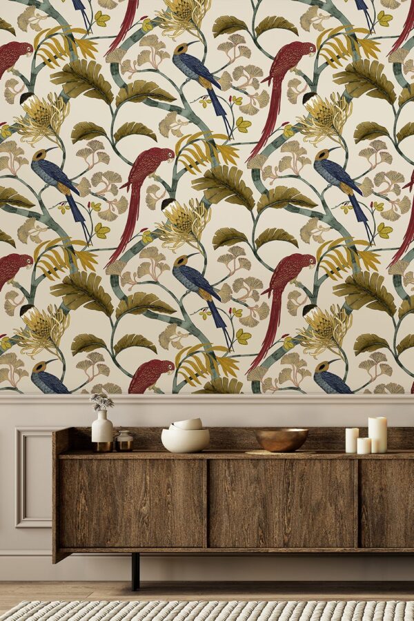Josephine Munsey Maitland Living Branches Red, Turquoise & Ecru - Image 2