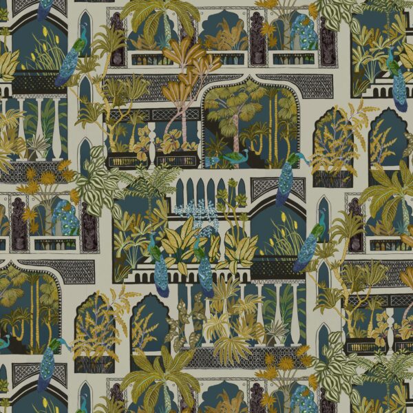 Josephine Munsey Portfolio 1 - Peacock Arches Wallpaper - Dark Teal