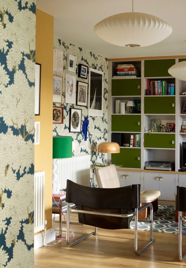 Josephine Munsey Portfolio 1 - Stockend Woods Wallpaper - Navy and Ochre - Image 3