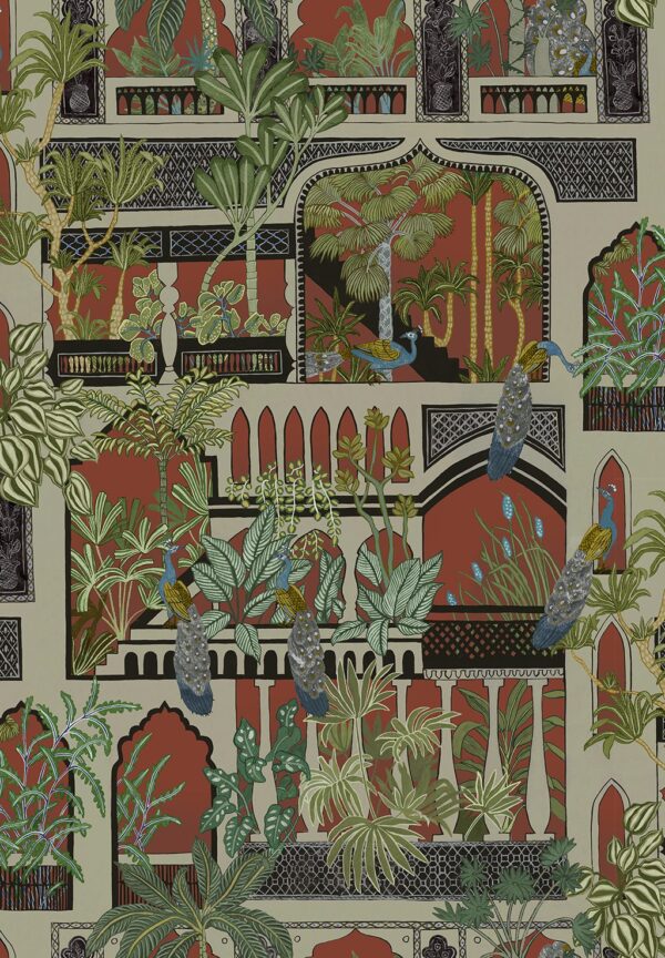 Josephine Munsey Portfolio 1 - Peacock Arches Wallpaper - Terracotta