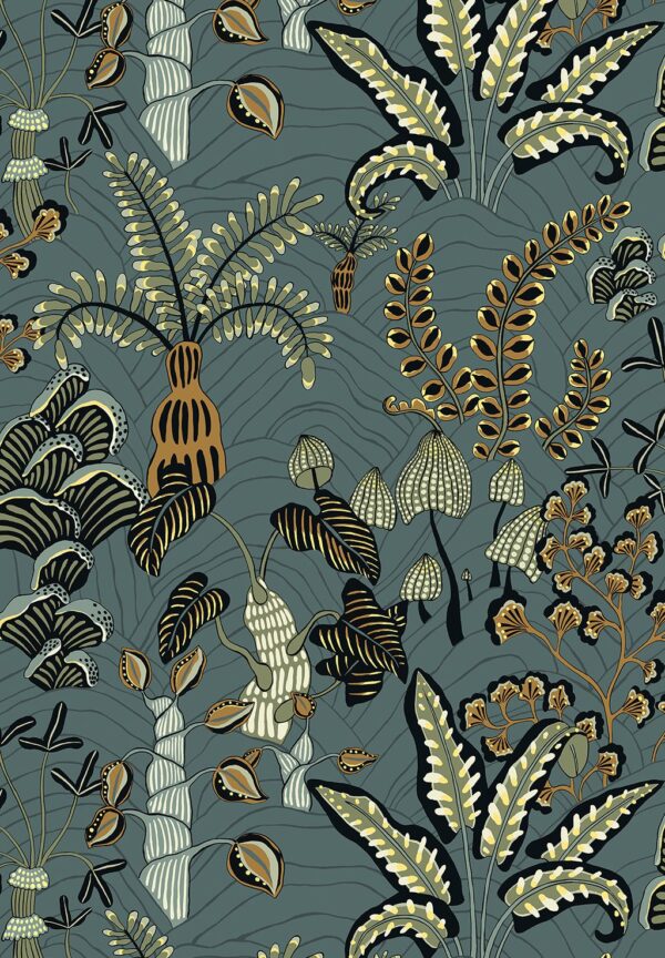 Josephine Munsey Portfolio 1 - Woodland Floor Wallpaper - Petrol and Sage