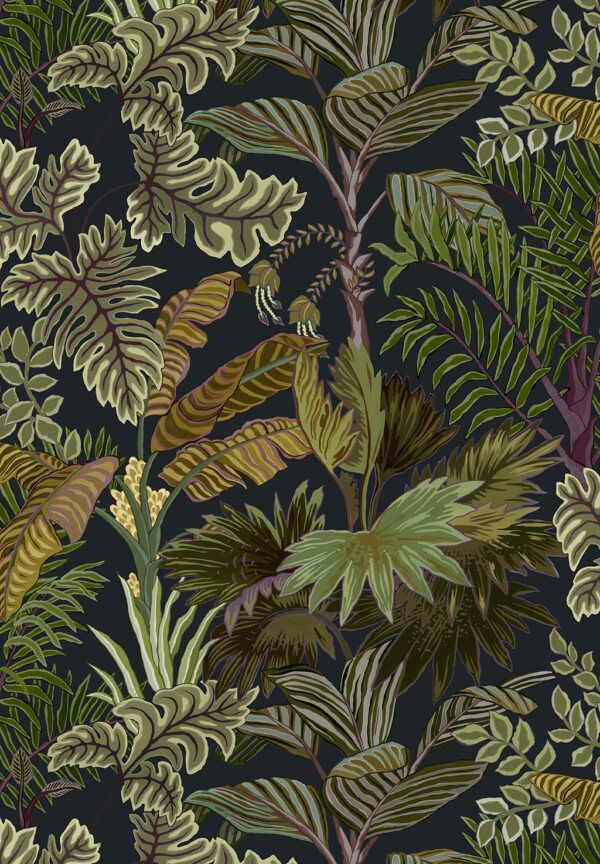 Josephine Munsey Portfolio 1 - Palm Grove Wallpaper - Midnight and Green