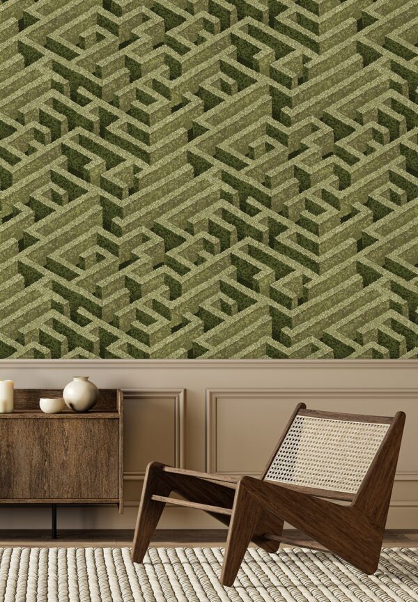 Josephine Munsey Portfolio 1 -Labyrinth Wallpaper - Olive - Image 2