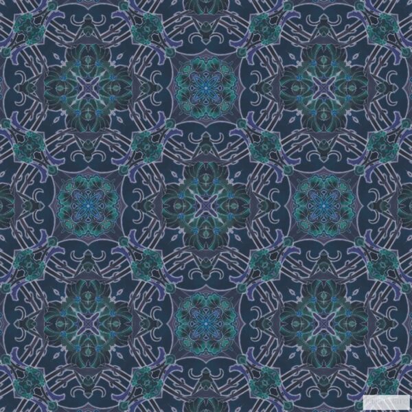 Julia Clare Nouveau Botanique - Botanic 2 Blue Teal & Purple
